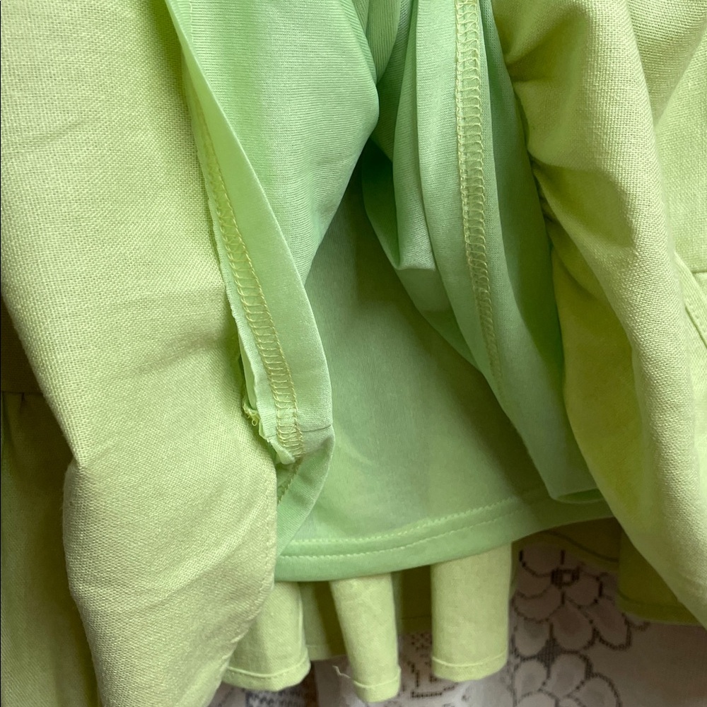 Love Riche Woman’s Celery Colored Tie-Shoulder Tiered Dress - Picture 5 of 7